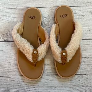 Ugg - Alicia Shearling Flip Flops - size 6